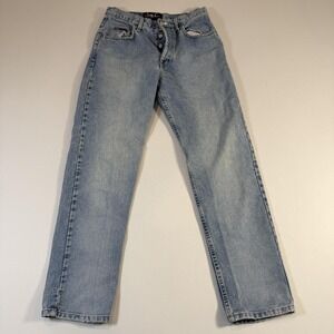 Vintage L.e.i. Jeans Juniors 11 Light Wash Blue High Rise Straight Button Fly